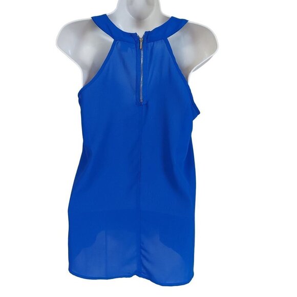 Japna Women's Cobalt Blue Layered  Scoop Neck Blouse - Picture 4 of 7